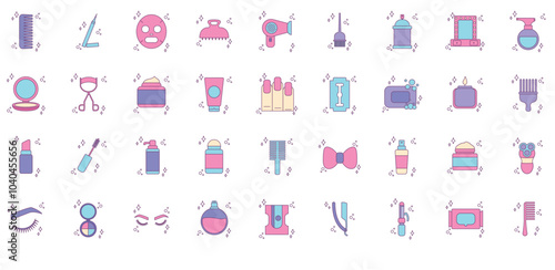 beauty vector icon set with white background