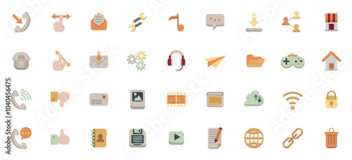 Set of telecommunications vector icons with a white background