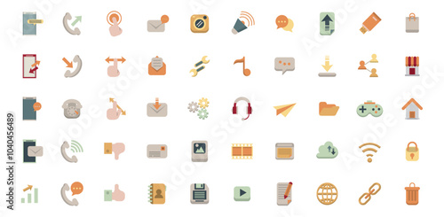 Set of telecommunications vector icons with a white background
