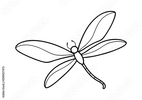 Continuous Line Art of a Dragonfly in Flight – Elegant Nature Vector