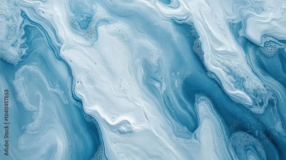Abstract Fluid Blue and White Marble Texture with Soft Bubbles and Smooth Flowing Patterns Abstract Fluid Blue and White Marble Texture with Soft Bubbles and Smooth Flowing Patterns