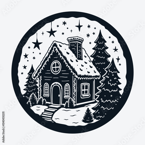 Christmas Whimsical Gingerbread House Laser Cut SVG Design