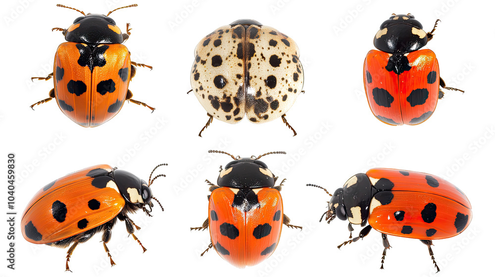 Various Ladybugs Displayed on a White Background Generative AI Various Ladybugs Displayed on a White Background Generative AI