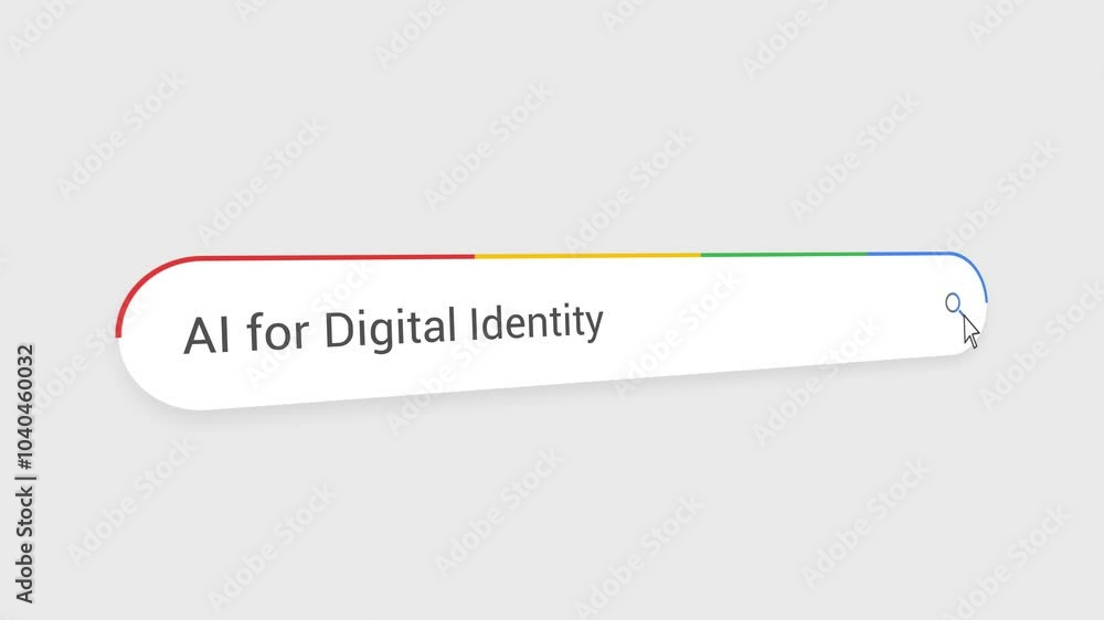 Typing AI for Digital Identity in Search Bar Animation | Close-Up Search Engine Interface | Web Search for AI for Digital Identity | Internet Browsing, Technology Typing AI for Digital Identity in Search Bar Animation | Close-Up Search Engine Interface | Web Search for AI for Digital Identity | Internet Browsing, Technology