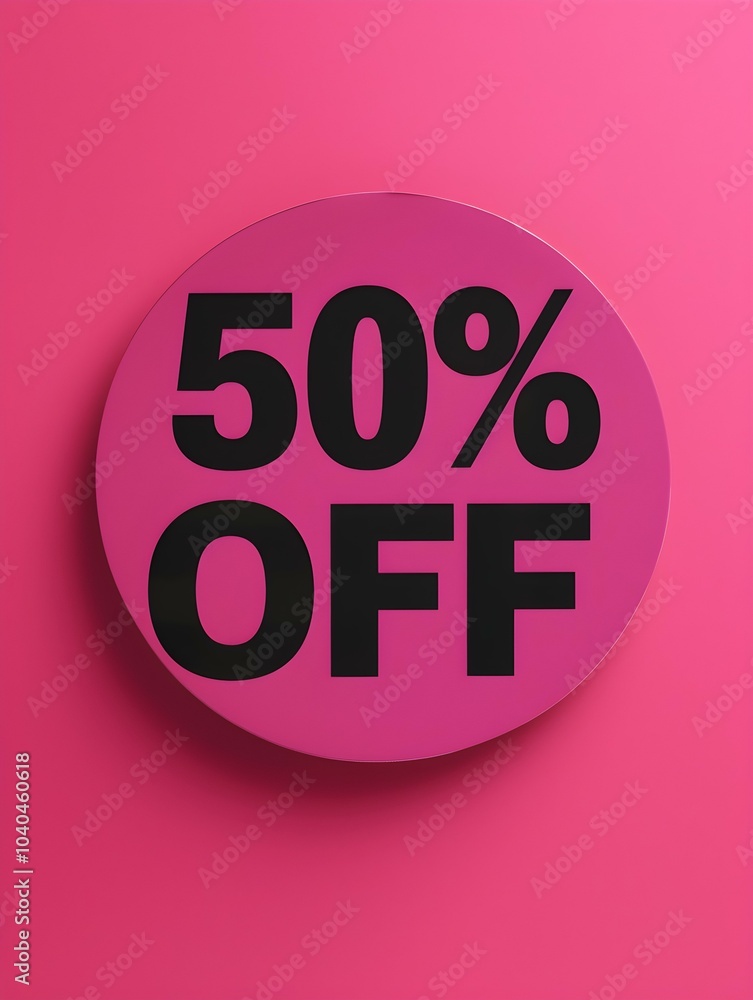Black '50% OFF' Promotional Sign on a Magenta Background Black '50% OFF' Promotional Sign on a Magenta Background