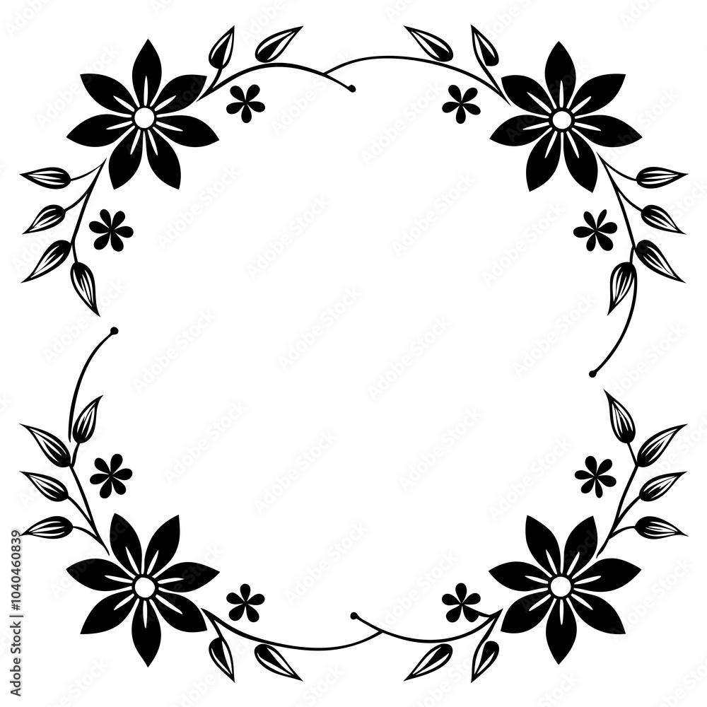 vector silhouette of corners and dividers flowers frame white background vector silhouette of corners and dividers flowers frame white background