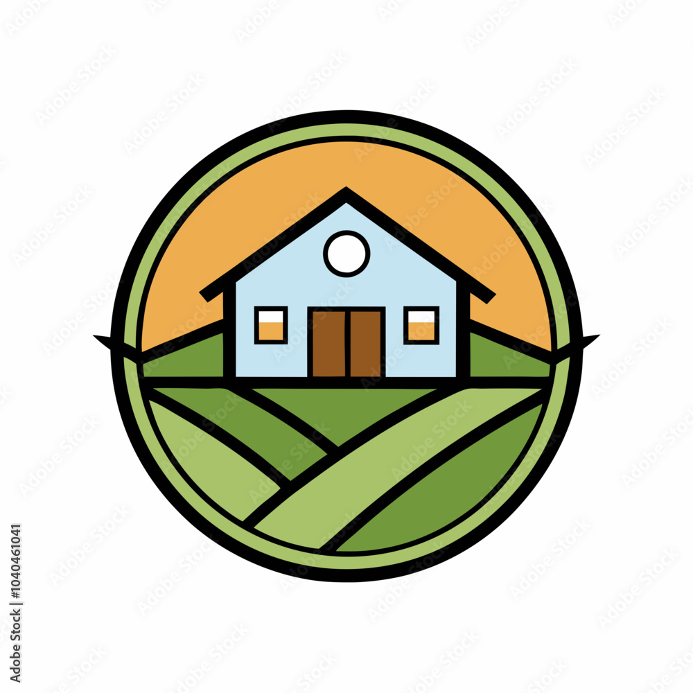 Ecological farm house logo with symbol vector Ecological farm house logo with symbol vector