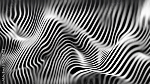 Abstract monochrome waves, flowing lines, organic curves, rippling surface, high contrast, black and white photography, minimalist art, silky texture, optical illusion, undulating patterns, fluid moti