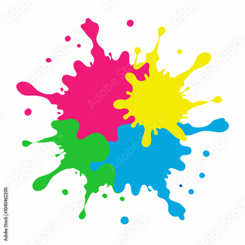 paint splatter pink ,green ,blue ,yellow vector illustration