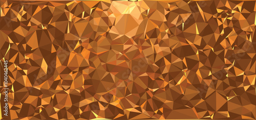 Small Triangle poly prism background with glowing illuminating light in orange brown bronze tone color mosaic style pattern vector, in November or Halloween mood.