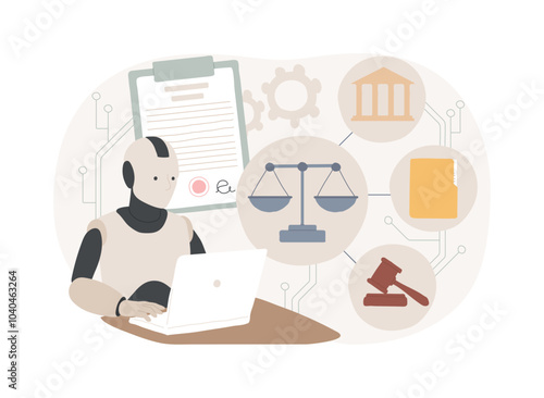 AI-Assisted Legal Process Optimization abstract concept vector illustration.