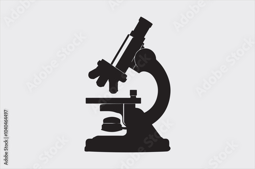 Silhouette of a classic laboratory microscope.