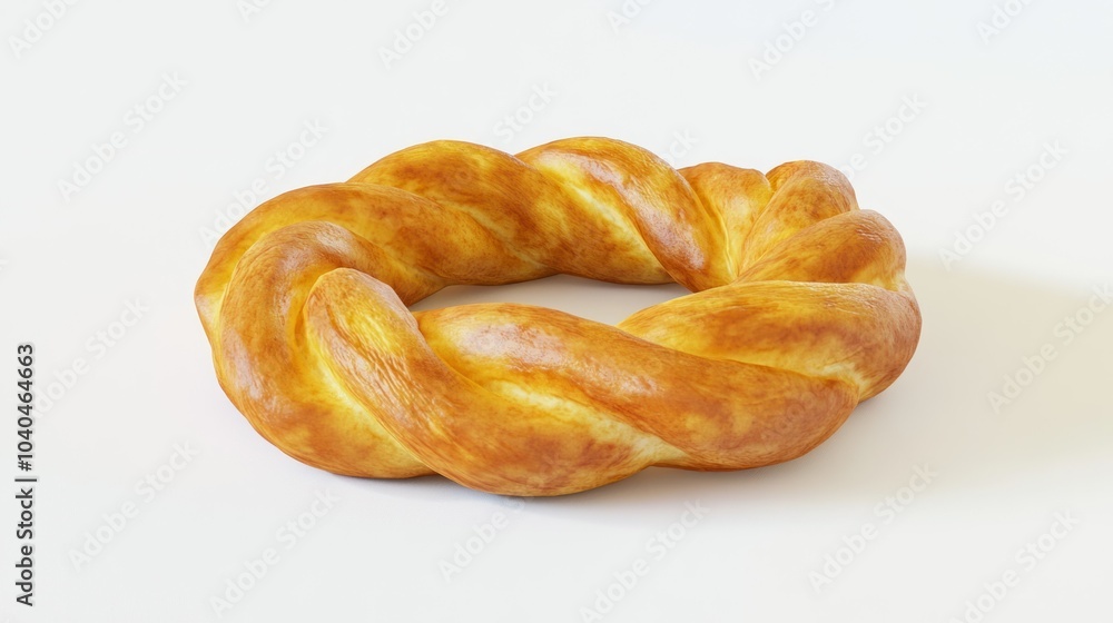 A single, golden brown, braided bread roll A single, golden brown, braided bread roll