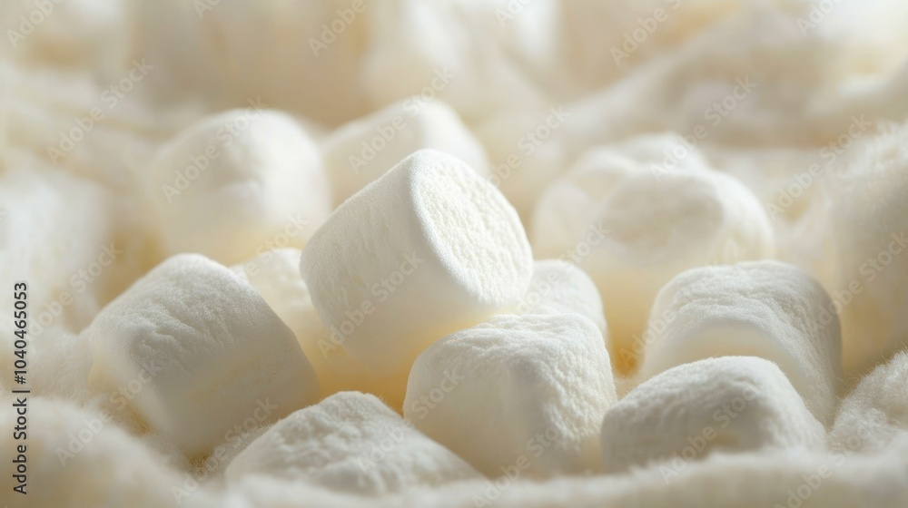 Close-up of White Marshmallows in Soft Fabric Close-up of White Marshmallows in Soft Fabric