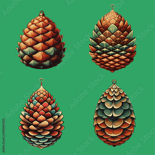 Pine cone ornaments vector