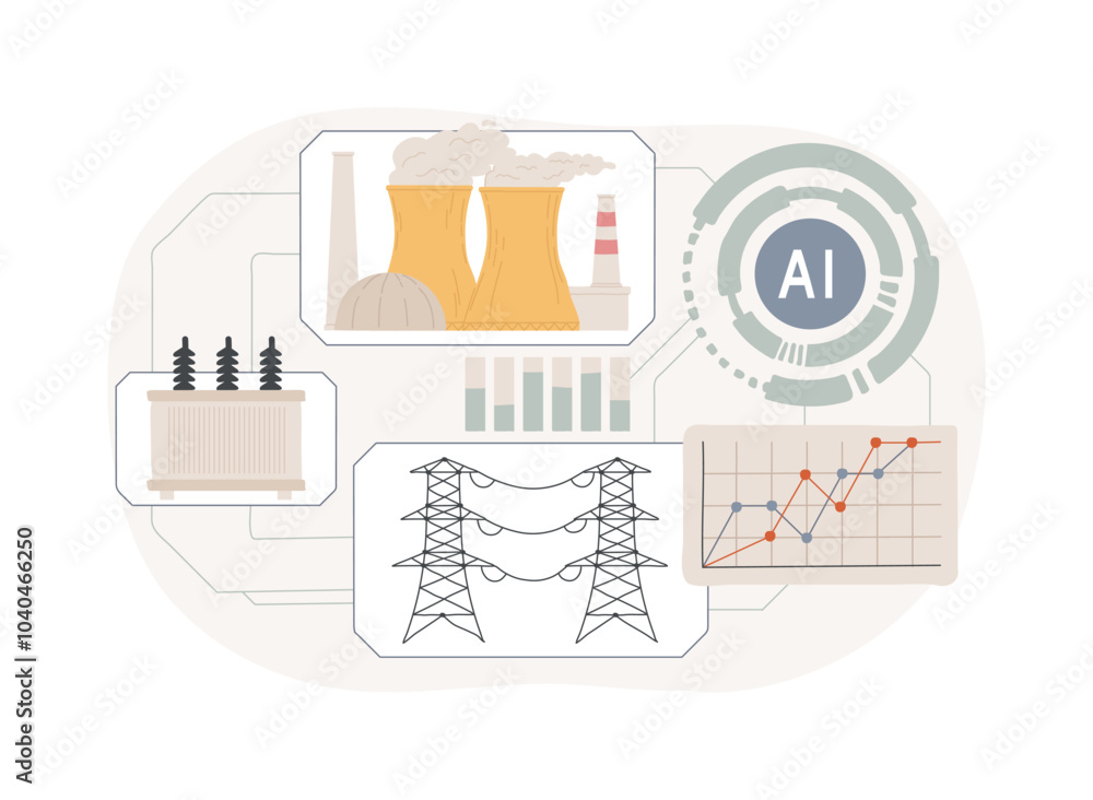 AI-Optimized Smart Grids abstract concept vector illustration. AI-Optimized Smart Grids abstract concept vector illustration.