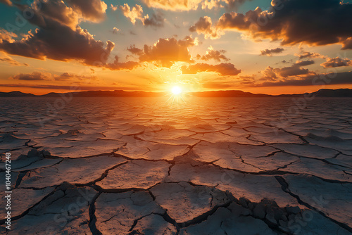 Vast Arid Landscape Featuring Sun-Bleached Cracked Earth