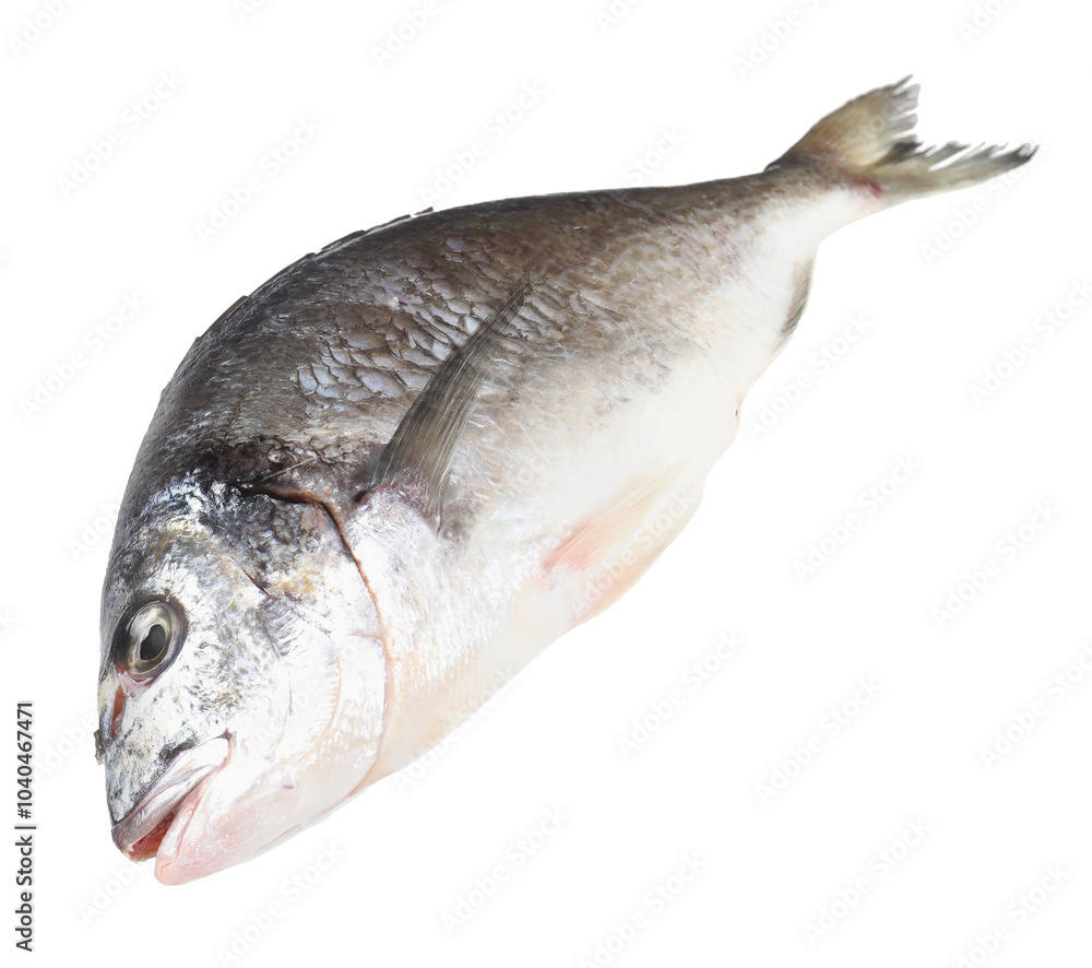 Fototapeta premium One raw gilthead fish isolated on white. Sea food