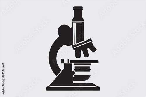 Silhouette of a classic laboratory microscope.