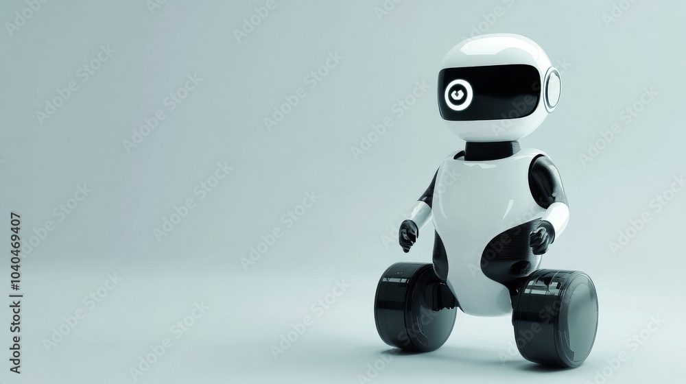 Cute robot with a friendly design, perfect for illustrations related to technology, innovation, and robotics. Cute robot with a friendly design, perfect for illustrations related to technology, innovation, and robotics.