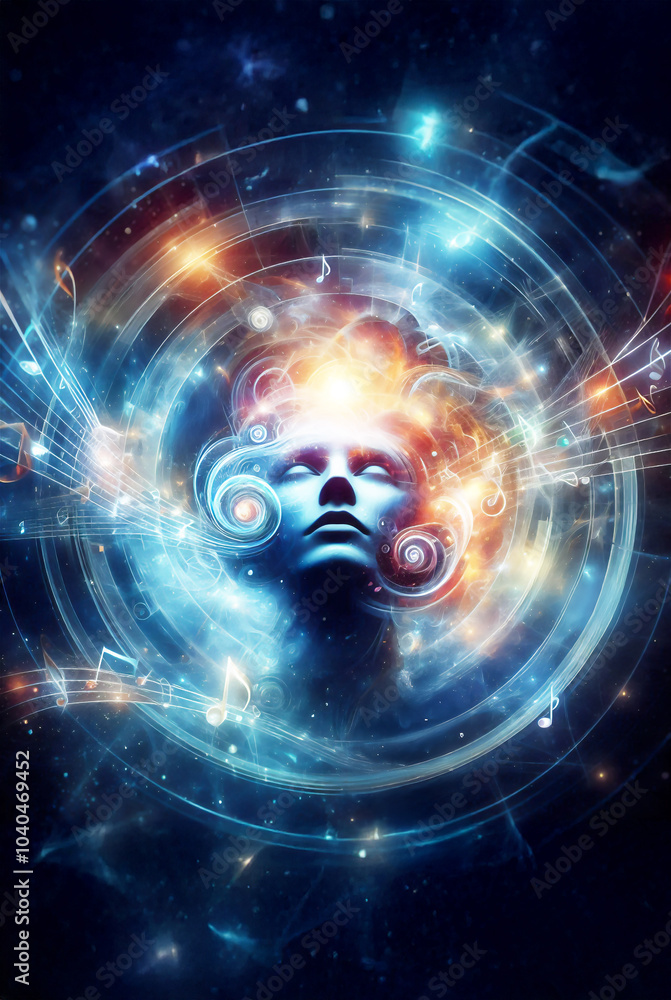 Obraz premium head in spiritual space. Book cover design
