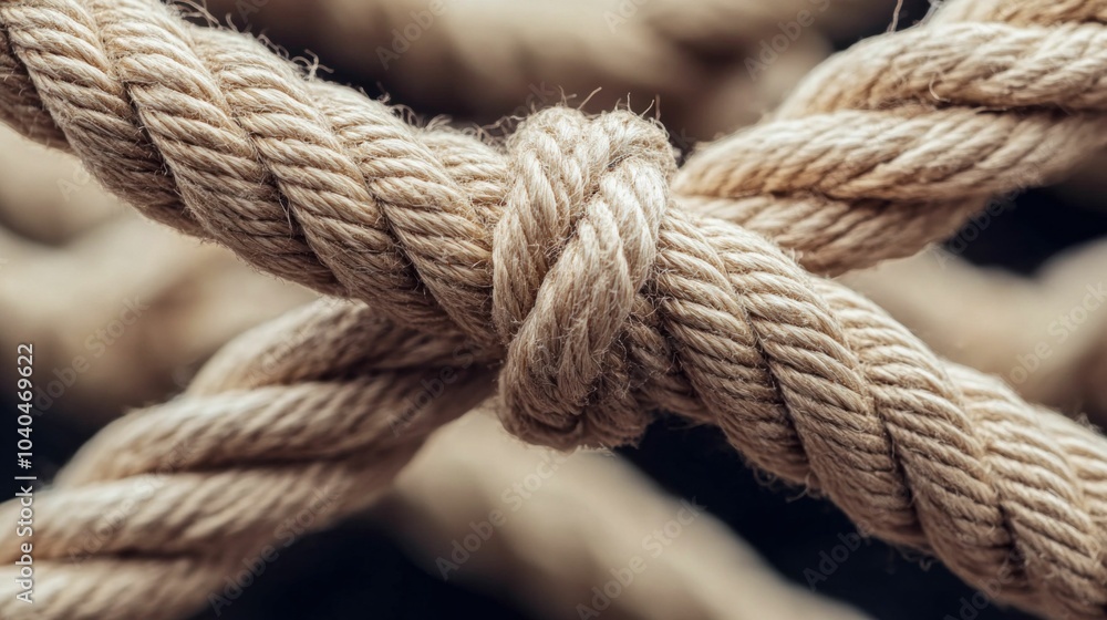 Close-up of Knotted Ropes Symbolizing Strength and Connection Close-up of Knotted Ropes Symbolizing Strength and Connection
