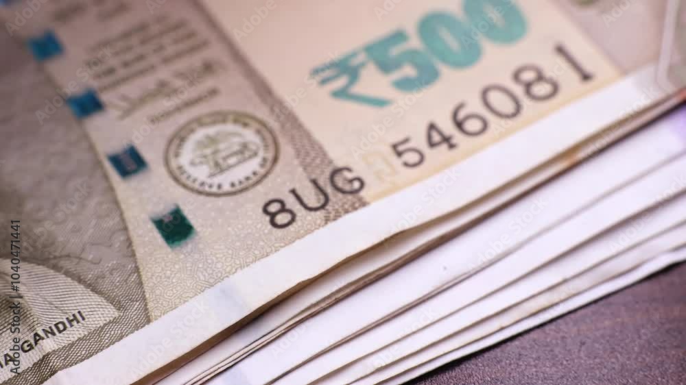 Close up view of brand new indian rupees banknotes. Money background. Close up view of brand new indian rupees banknotes. Money background.