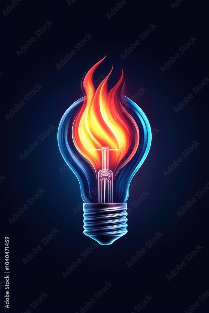 Minimalistic Light Bulb with Glowing Sections Minimalistic Light Bulb with Glowing Sections