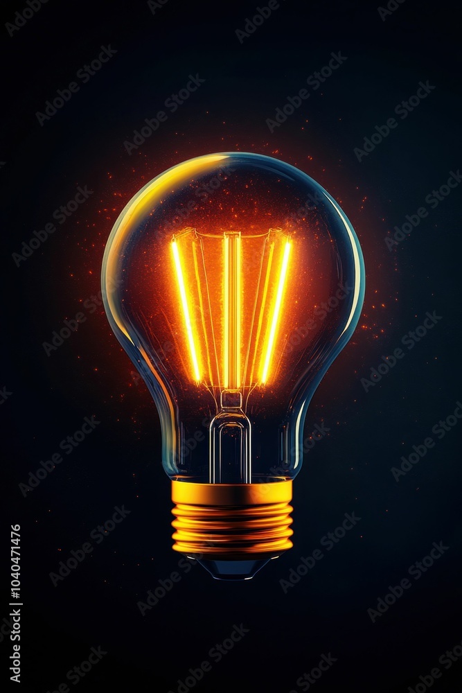 Minimalistic Light Bulb with Glowing Sections Minimalistic Light Bulb with Glowing Sections