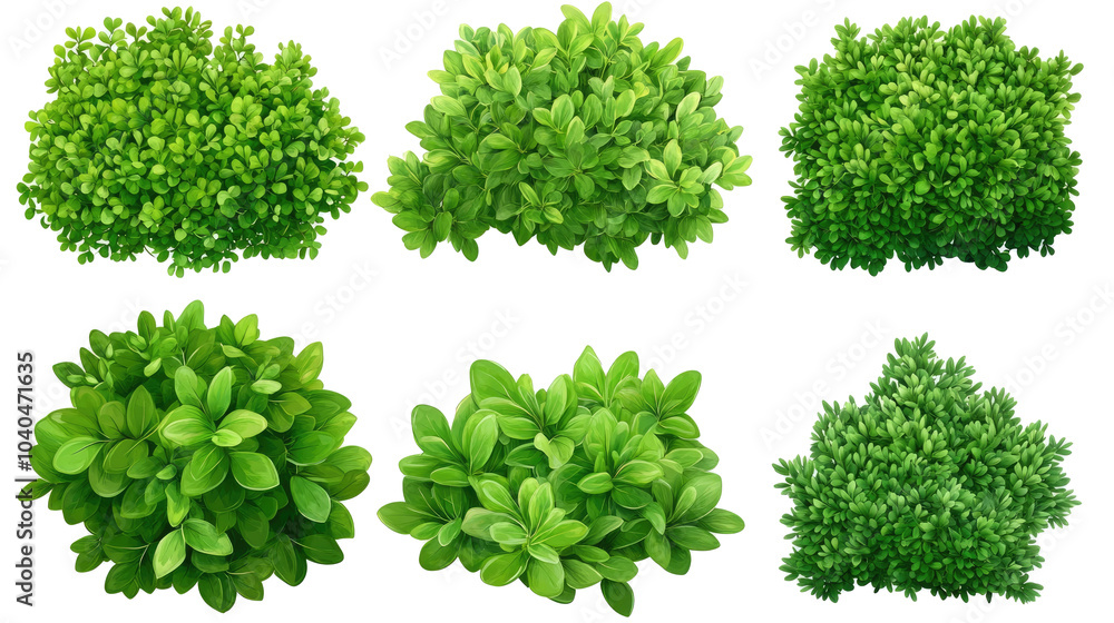 Set of Lush Green Garden Bushes Isolated on a Transparent Background Generative AI Set of Lush Green Garden Bushes Isolated on a Transparent Background Generative AI