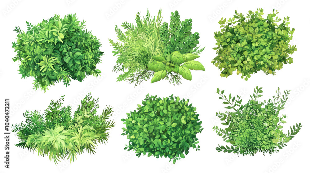 Obraz premium Collection of Lush Garden Bushes on a Transparent Background Generative AI