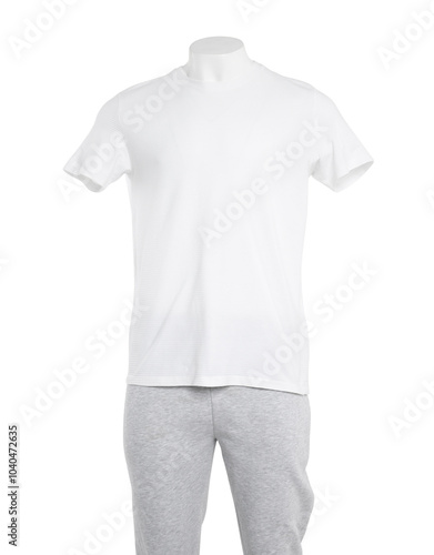 Male mannequin with stylish outfit isolated on white