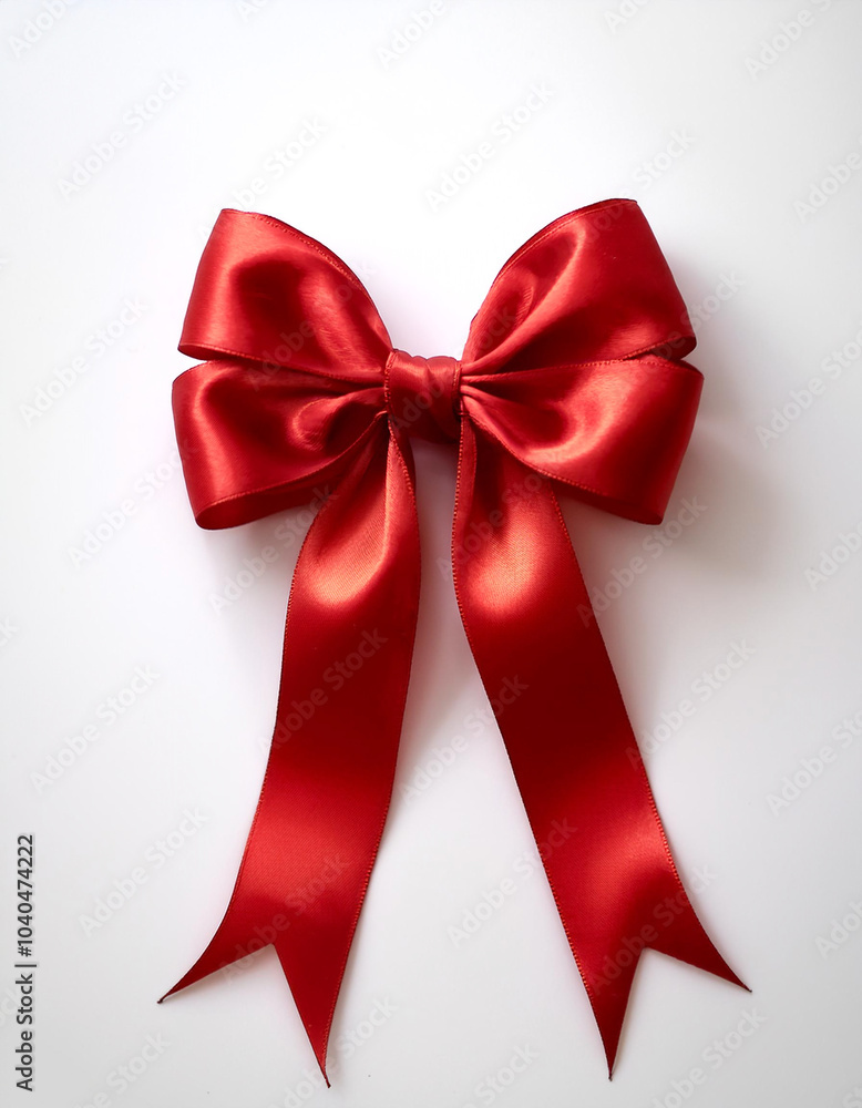 Red satin bow ribbon scroll isolated on white background with clipping path for Christmas holiday and wedding anniversary card confetti design decoration Red satin bow ribbon scroll isolated on white background with clipping path for Christmas holiday and wedding anniversary card confetti design decoration