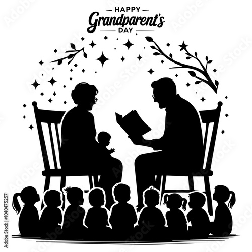 Grandparents Day Silhouette Vector Illustration