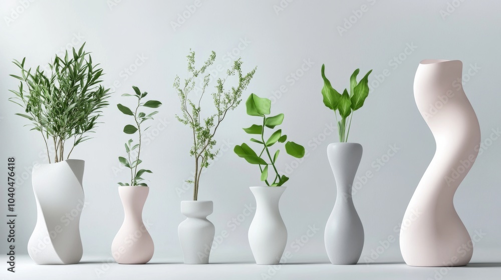 Stylish vases with greenery, showcasing modern design and elegance for home decor inspiration. Stylish vases with greenery, showcasing modern design and elegance for home decor inspiration.