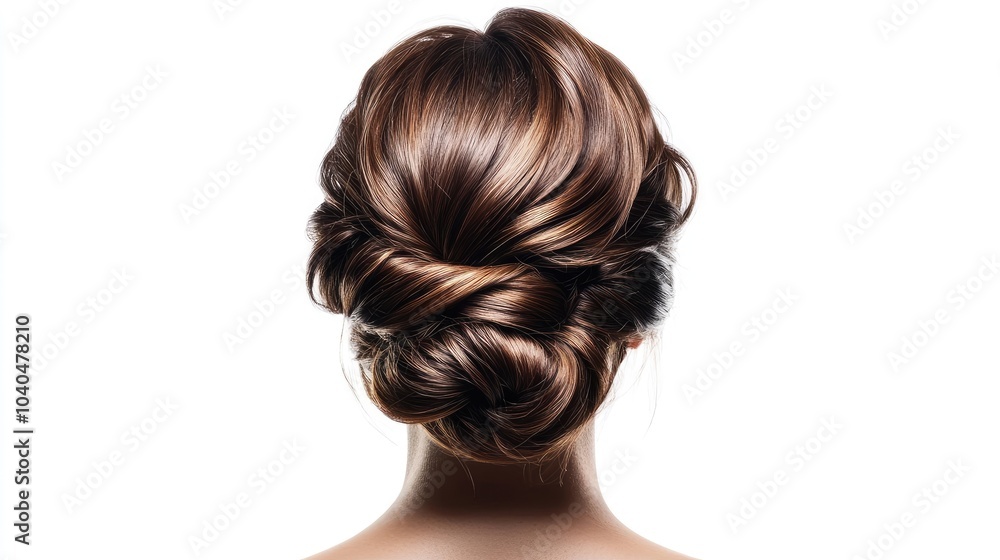 Elegant updo with loose strands framing the face, a timeless women's hairstyle for formal occasions, isolated on white Elegant updo with loose strands framing the face, a timeless women's hairstyle for formal occasions, isolated on white
