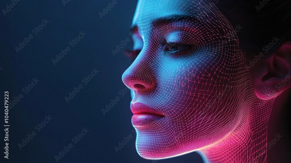 Digital Face Contour Concept with Lifting Lines Digital Face Contour Concept with Lifting Lines