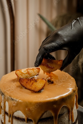 Gourmet Cake with Pears and Rich Carame photo