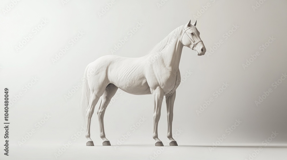 Fototapeta premium A White Horse Standing on a White Background