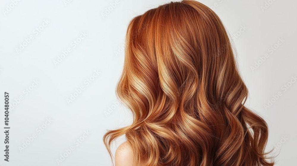Trendy layered cut with soft curls, a chic hairstyle idea for women, set against a simple white background Trendy layered cut with soft curls, a chic hairstyle idea for women, set against a simple white background