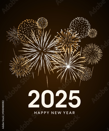 2025 New Year card with fireworks display