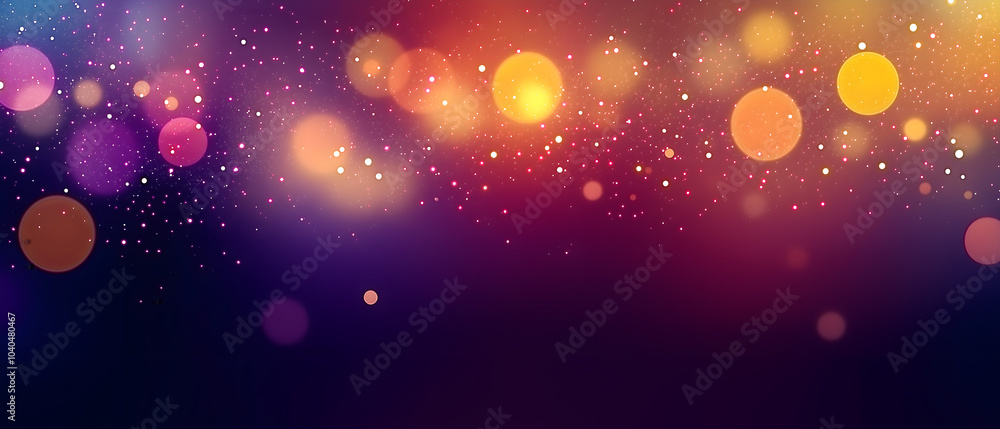 Abstract background with bokeh lights and gradient colors, blurred lights with blurred dark purple and yellow tones, shiny sparkles, stars and dots, glowing light effects, blurred background Abstract background with bokeh lights and gradient colors, blurred lights with blurred dark purple and yellow tones, shiny sparkles, stars and dots, glowing light effects, blurred background