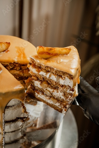 Gourmet Cake with Pears and Rich Carame photo