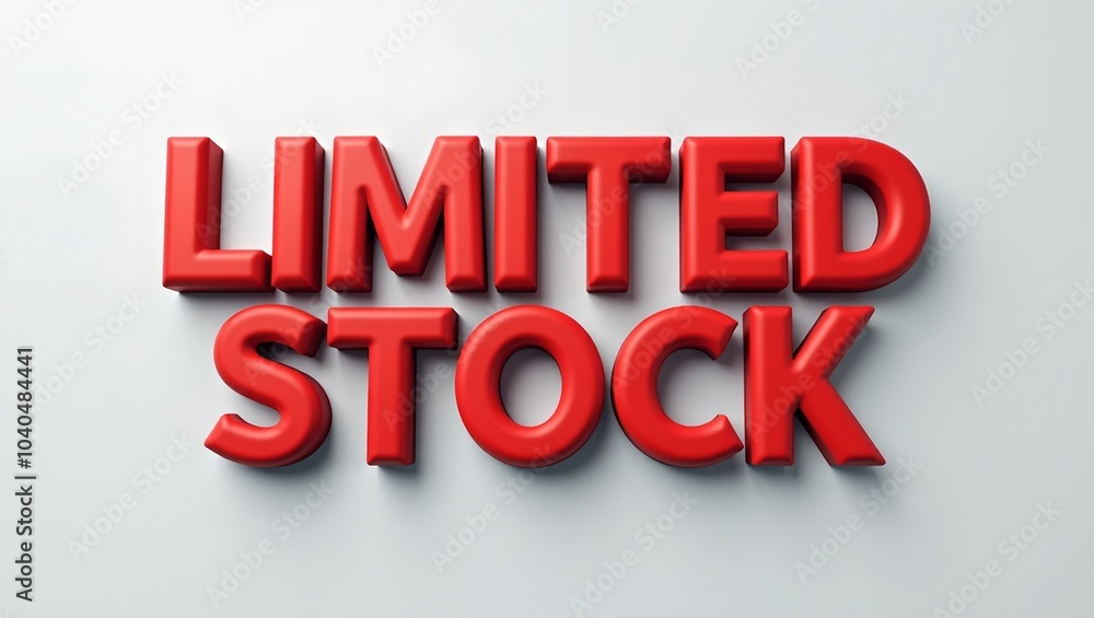 Bold red LIMITED STOCK text on light gray background creating urgency Bold red LIMITED STOCK text on light gray background creating urgency