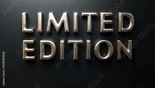 Sleek chrome LIMITED EDITION 3D text on matte black background