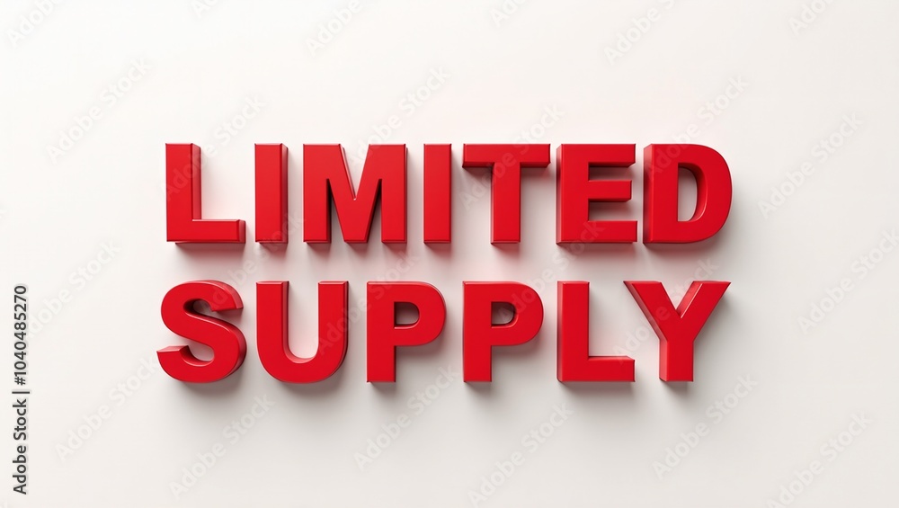 Bold red 3D LIMITED SUPPLY text on white background Bold red 3D LIMITED SUPPLY text on white background