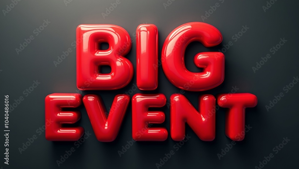 Exciting BIG EVENT in 3D red letters on charcoal background Exciting BIG EVENT in 3D red letters on charcoal background