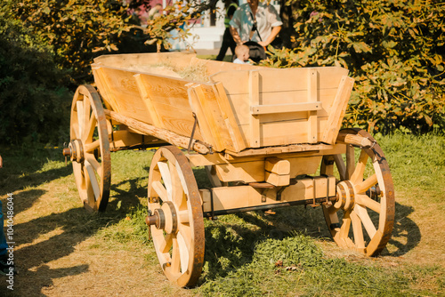 wooden cart in the Russian style village