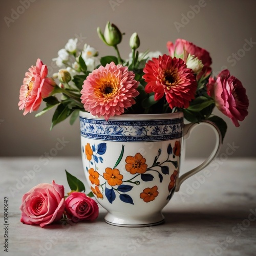 Wallpaper Mural Bouqet of flowers in the cup  Torontodigital.ca