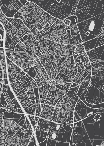 City map Utrecht, monochrome detailed plan, vector illustration
